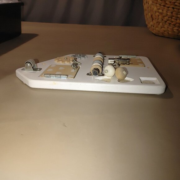 Wooden Montessori Busy Board With Bead Slider & Gears For Toddlers - Picture 9 of 11